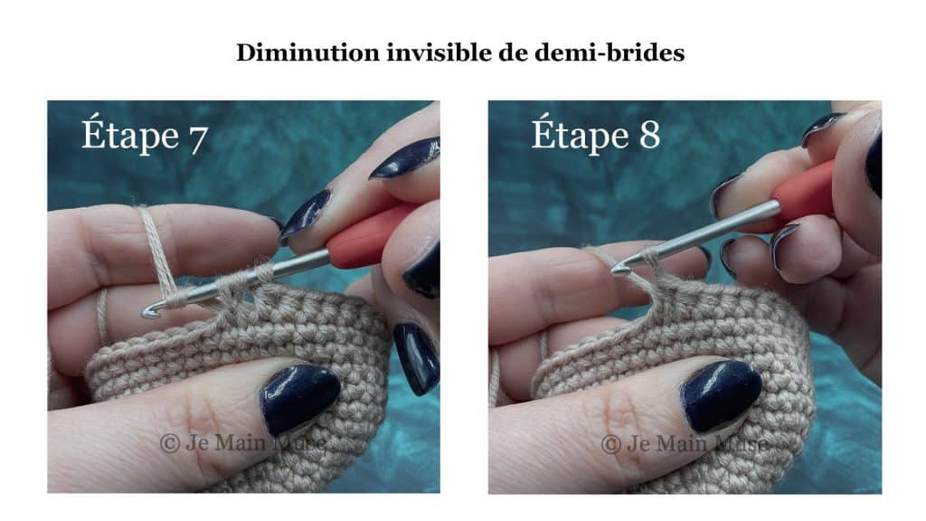 crocheter diminution demi-bride invisible
